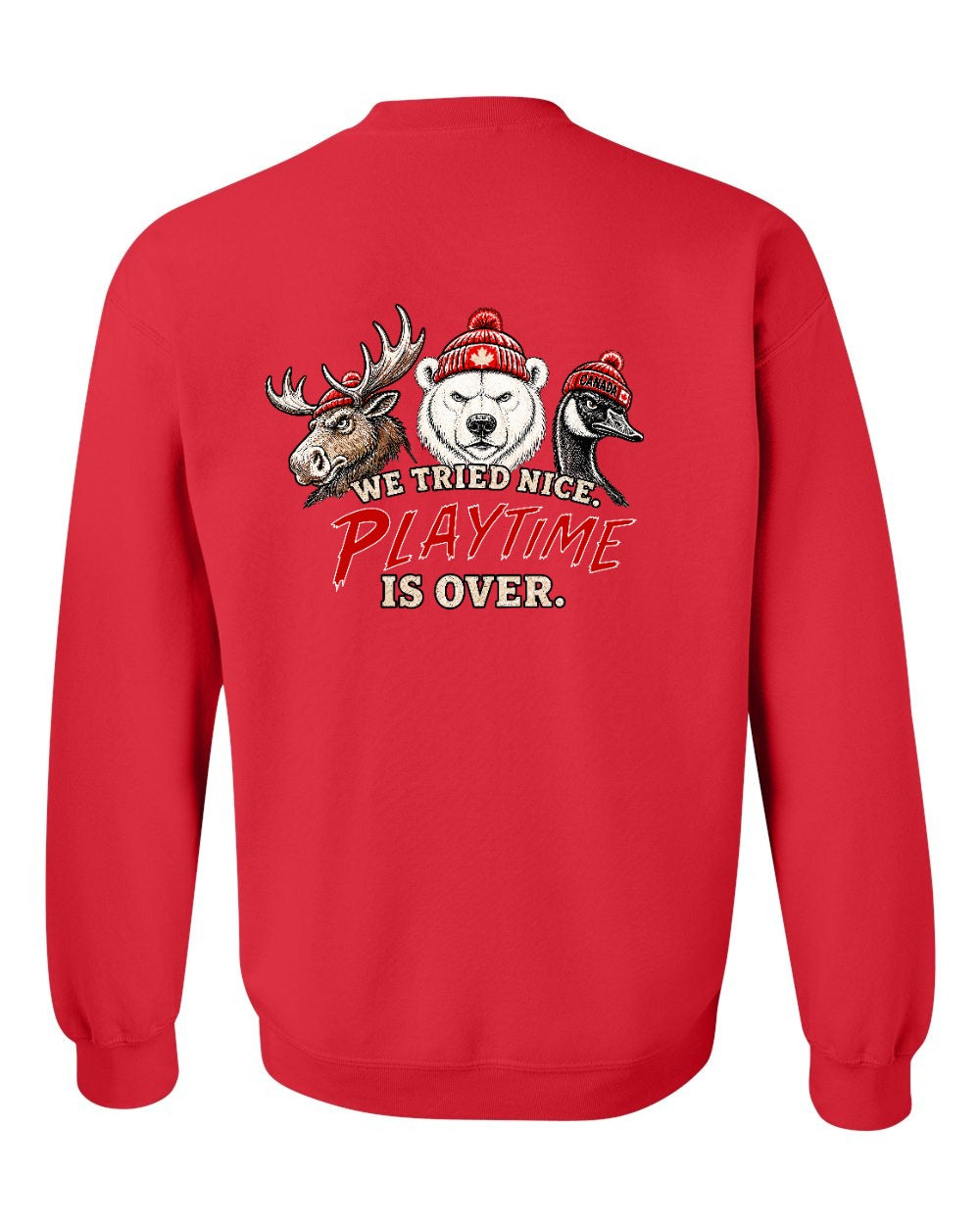 We Tried Nice New Left Chest and Back Crewneck Sweatshirt in Red - back