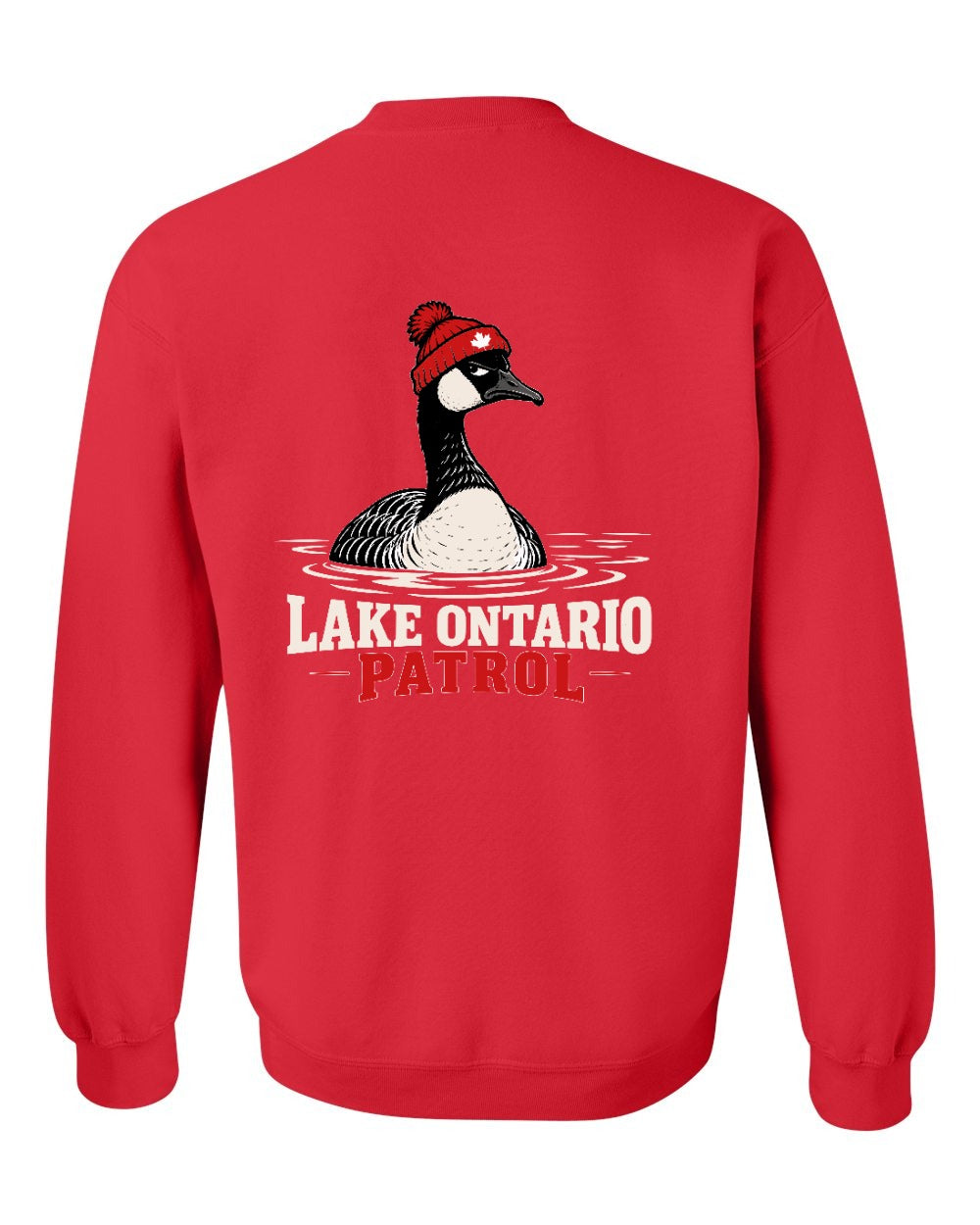 Lake Patrol Left Chest and Back Crewneck Sweatshirt in Red - back