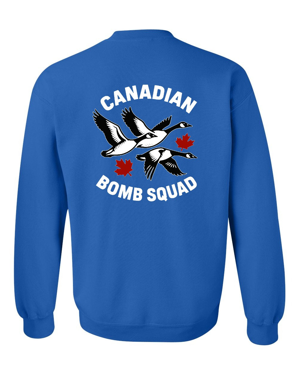 Canadian Bomb Squad Cropped Left Chest and Back Crewneck Sweatshirt in Royal - back