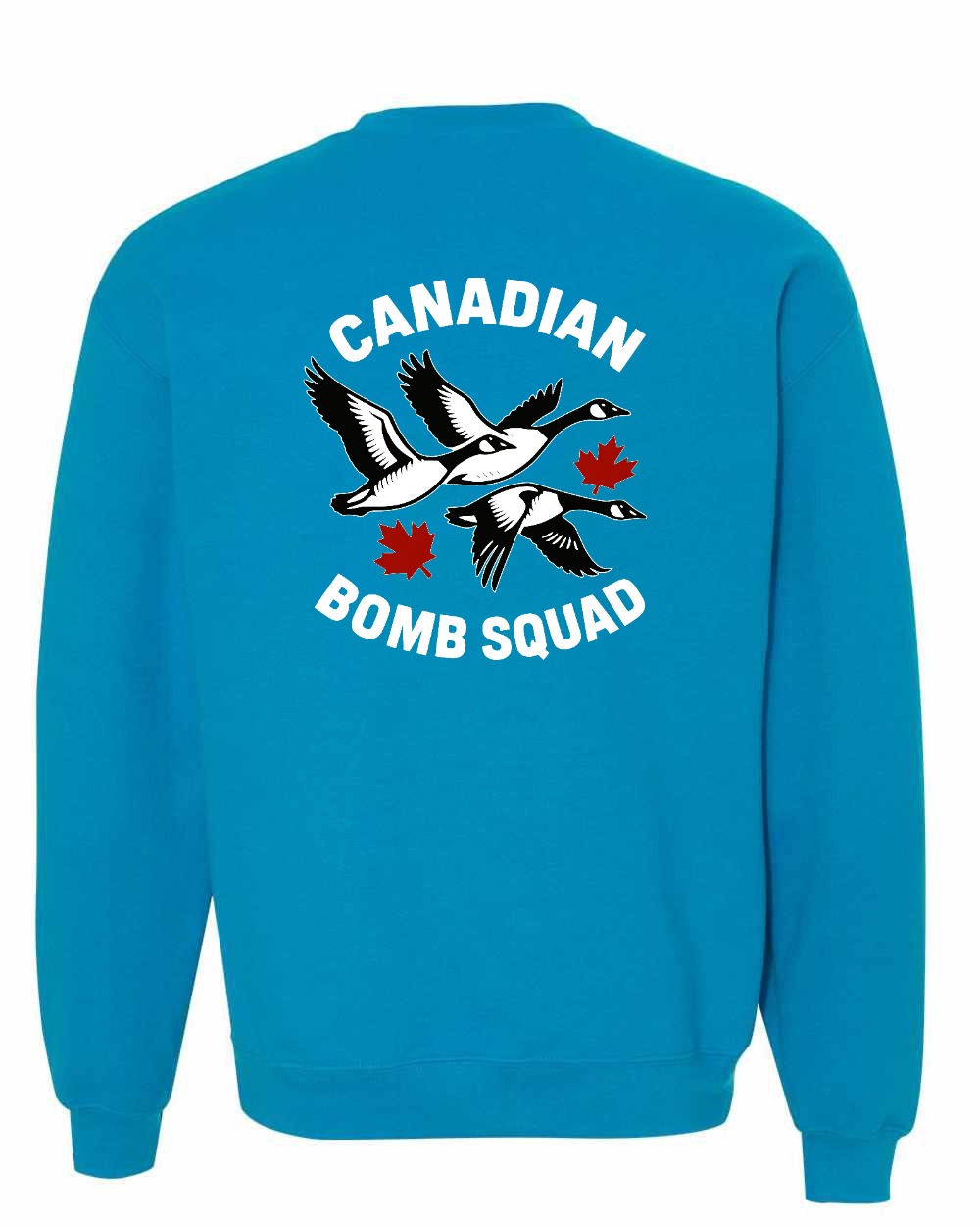 Canadian Bomb Squad Cropped Left Chest and Back Crewneck Sweatshirt in Sapphire - back