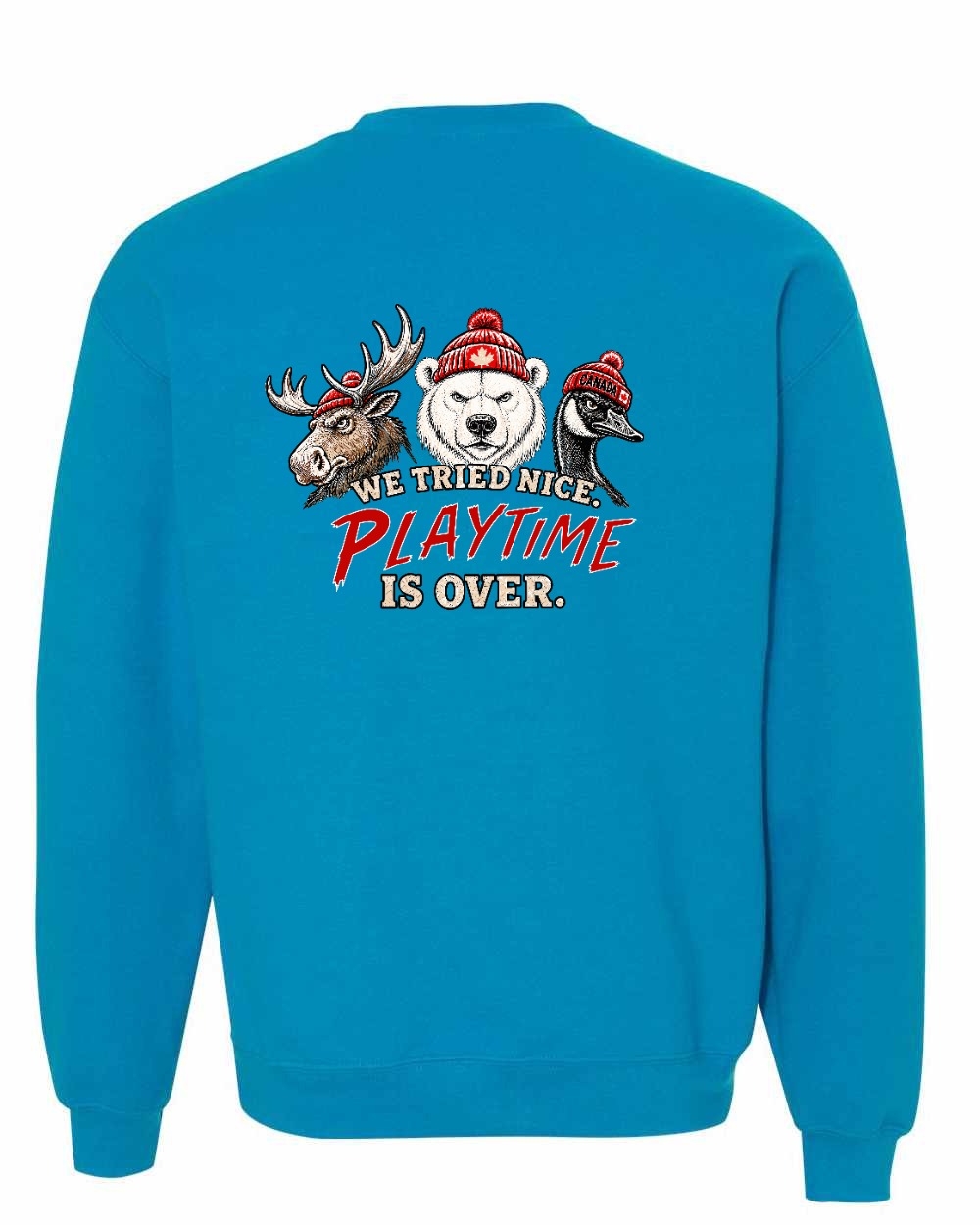We Tried Nice New Left Chest and Back Crewneck Sweatshirt in Sapphire - back