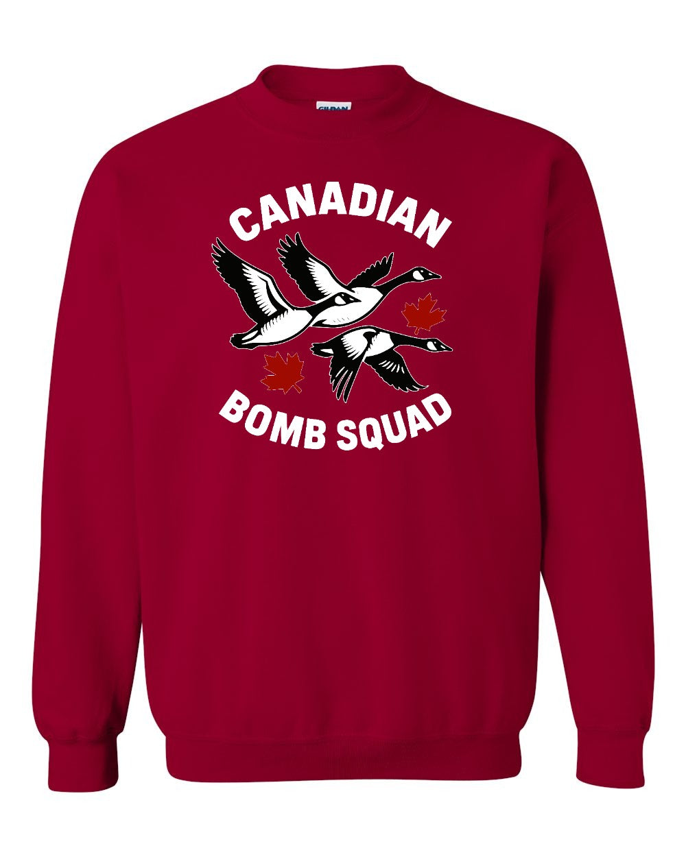 Canadian Bomb Squad Cropped Crewneck Sweatshirt in Cardinal Red