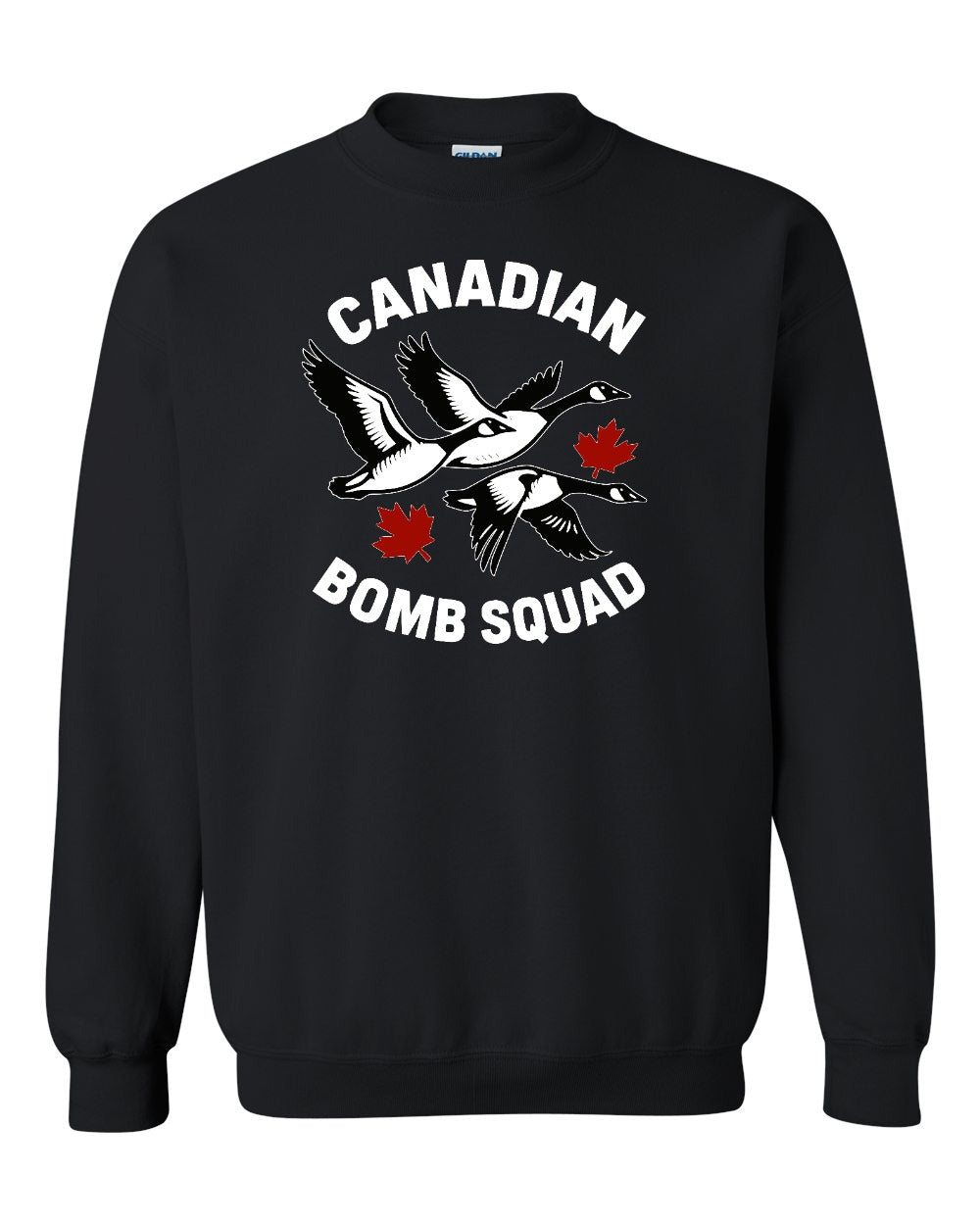 Canadian Bomb Squad Cropped Crewneck Sweatshirt in Black