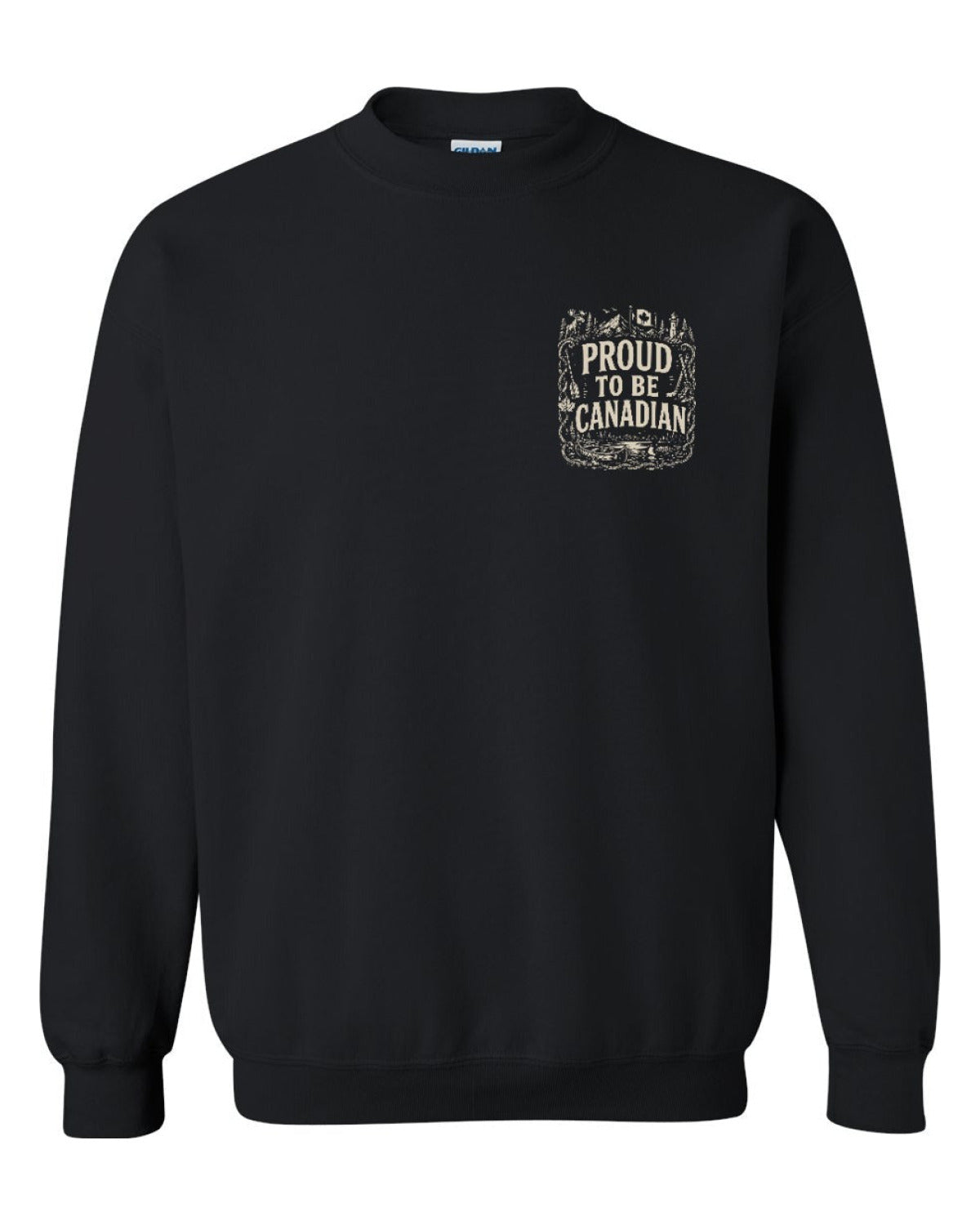 Proud To Be Canadian Folk Left Chest and Back  Crewneck Sweatshirt - Unisex