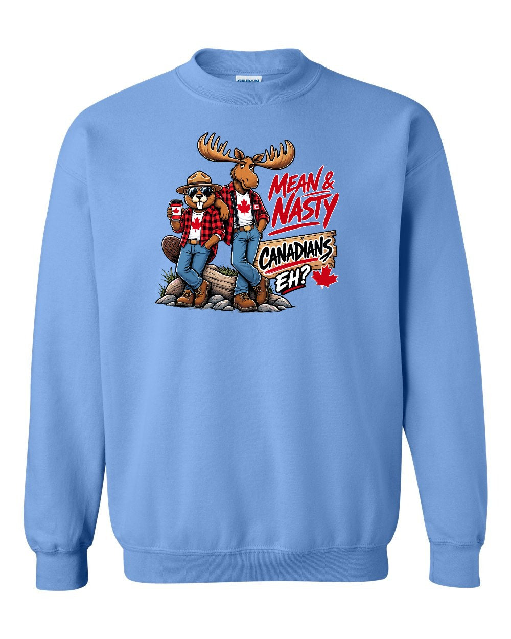 Mean and Nasty New Full Front Crewneck Sweatshirt in Carolina Blue