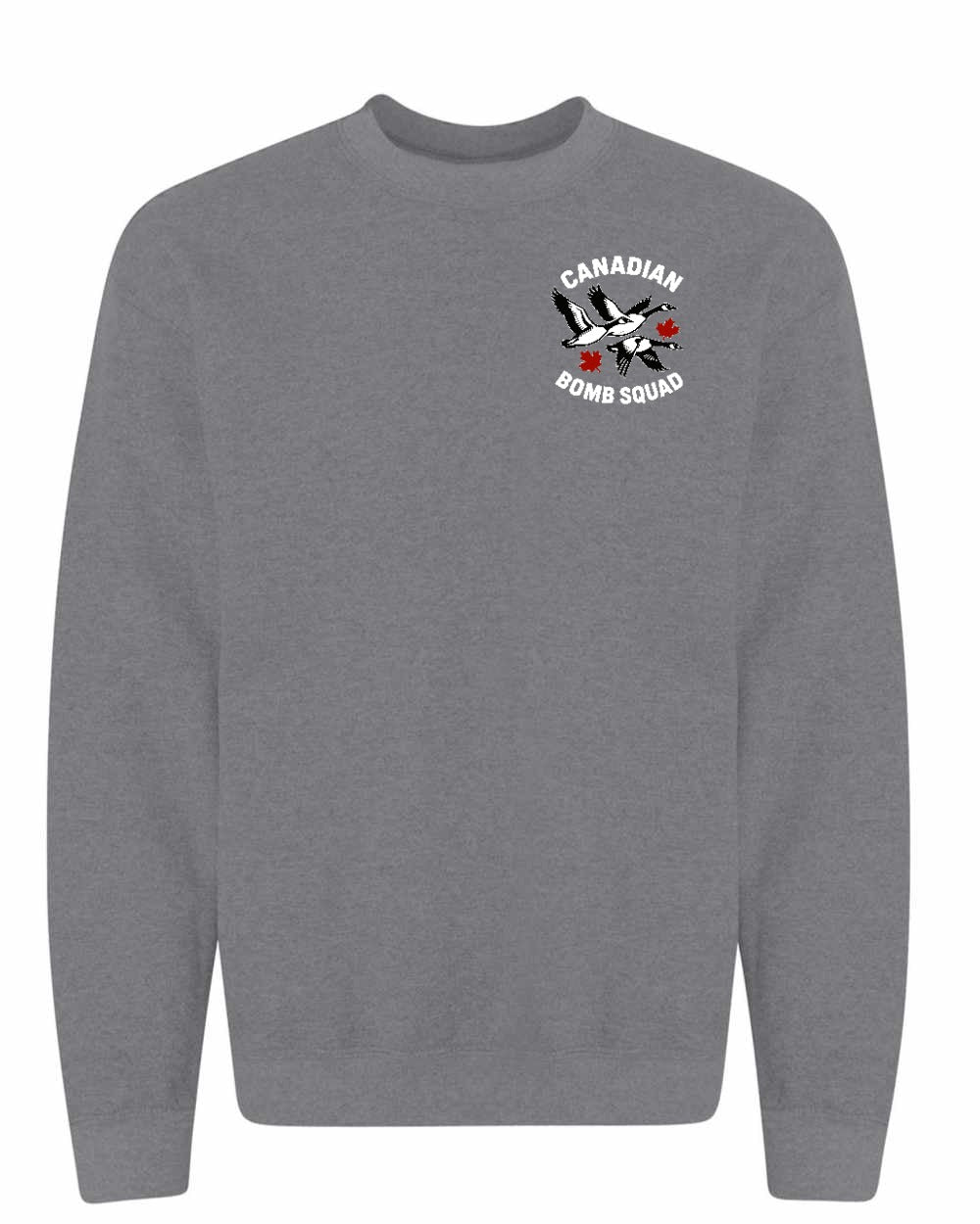 Canadian Bomb Squad Cropped Left Chest and Back Crewneck Sweatshirt in Graphite Heather