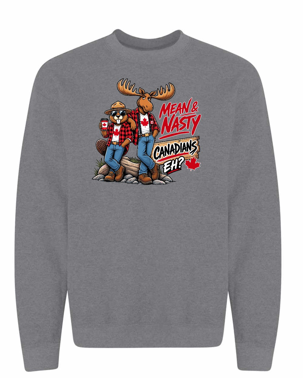 Mean and Nasty New Full Front Crewneck Sweatshirt in Graphite Heather