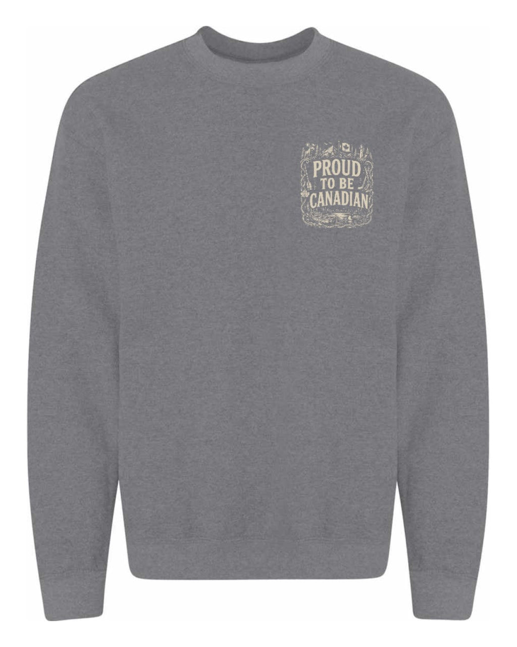 Proud To Be Canadian Folk Left Chest and Back  Crewneck Sweatshirt - Unisex