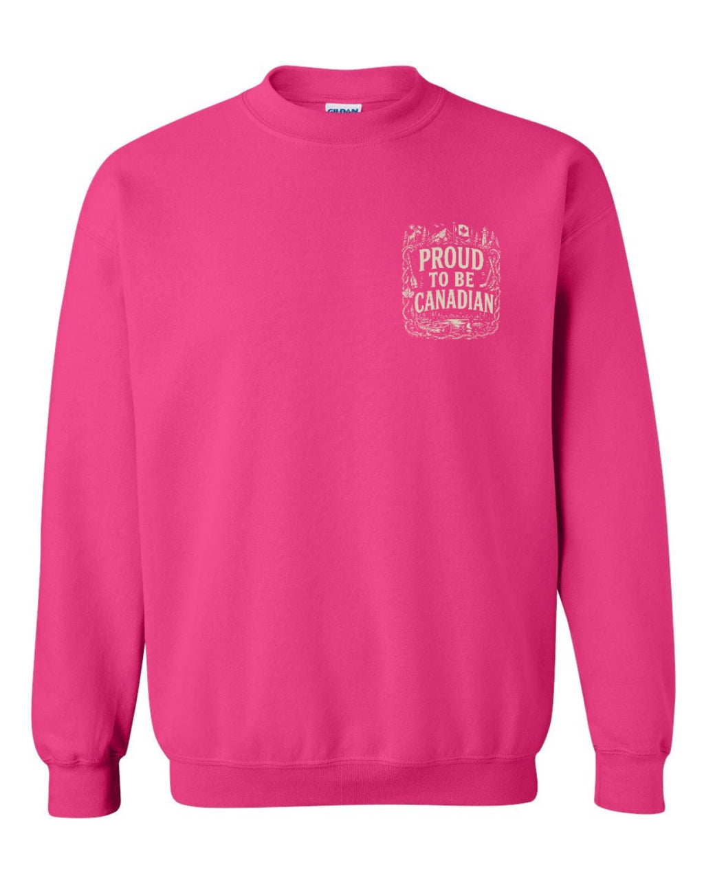 Proud To Be Canadian Folk Left Chest and Back  Crewneck Sweatshirt - Unisex