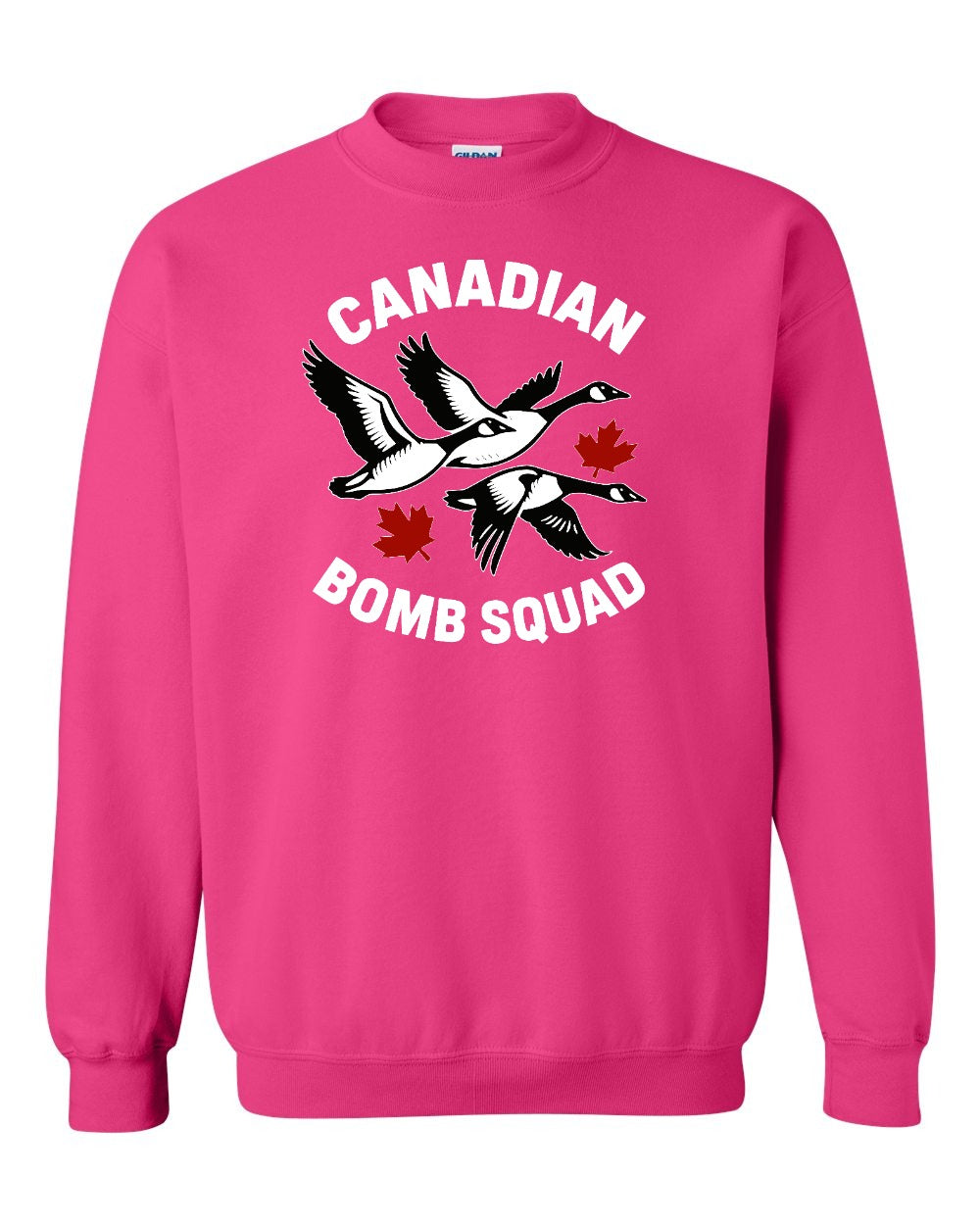 Canadian Bomb Squad Cropped Crewneck Sweatshirt in Pink