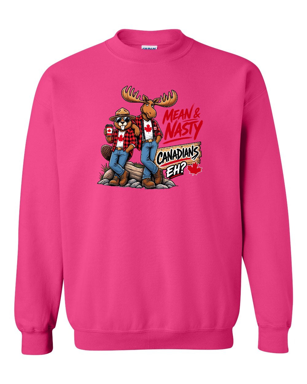 New Mean and Nasty Canadians Crewneck Sweatshirt in Pink