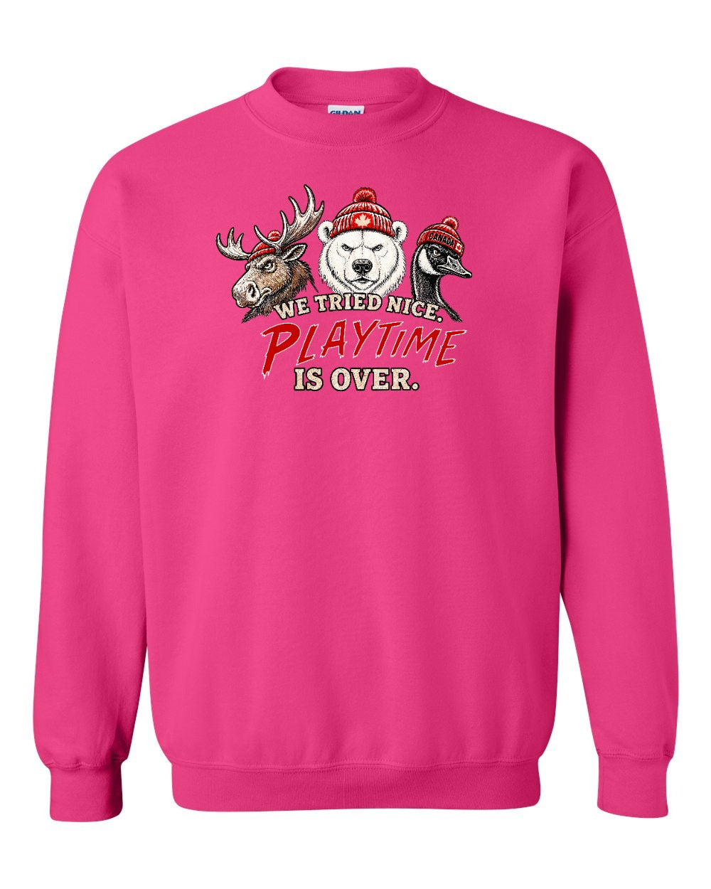 We Tried Nice New Full Front Crewneck Sweatshirt in Pink