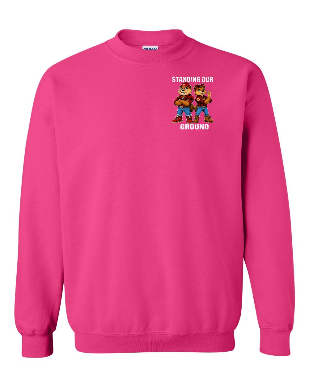 Standing Our Ground Left Chest Crewneck Sweatshirt in Pink