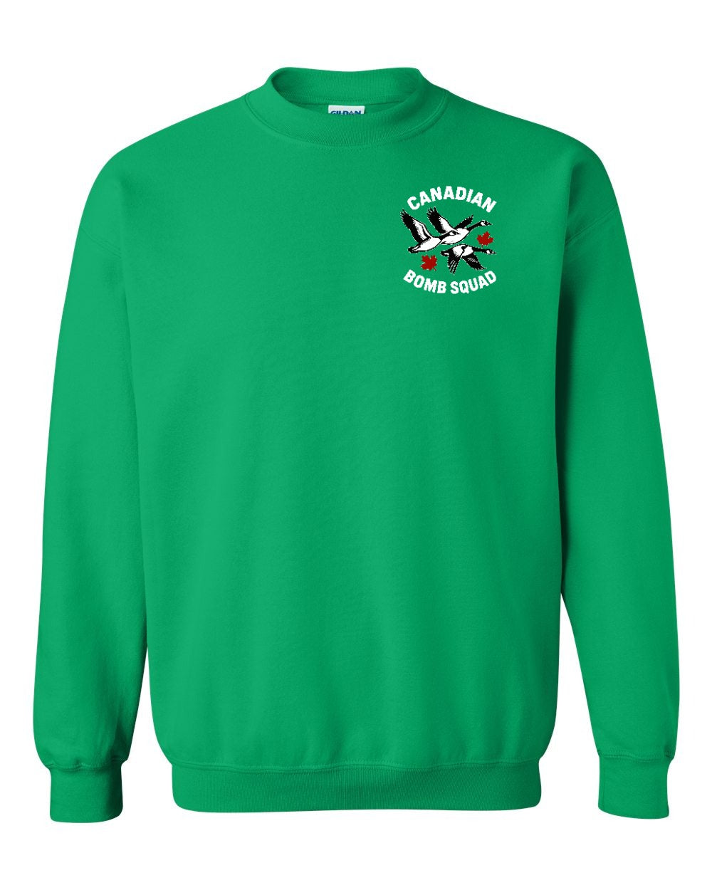 Canadian Bomb Squad Cropped Left Chest and Back Crewneck Sweatshirt in Irish Green