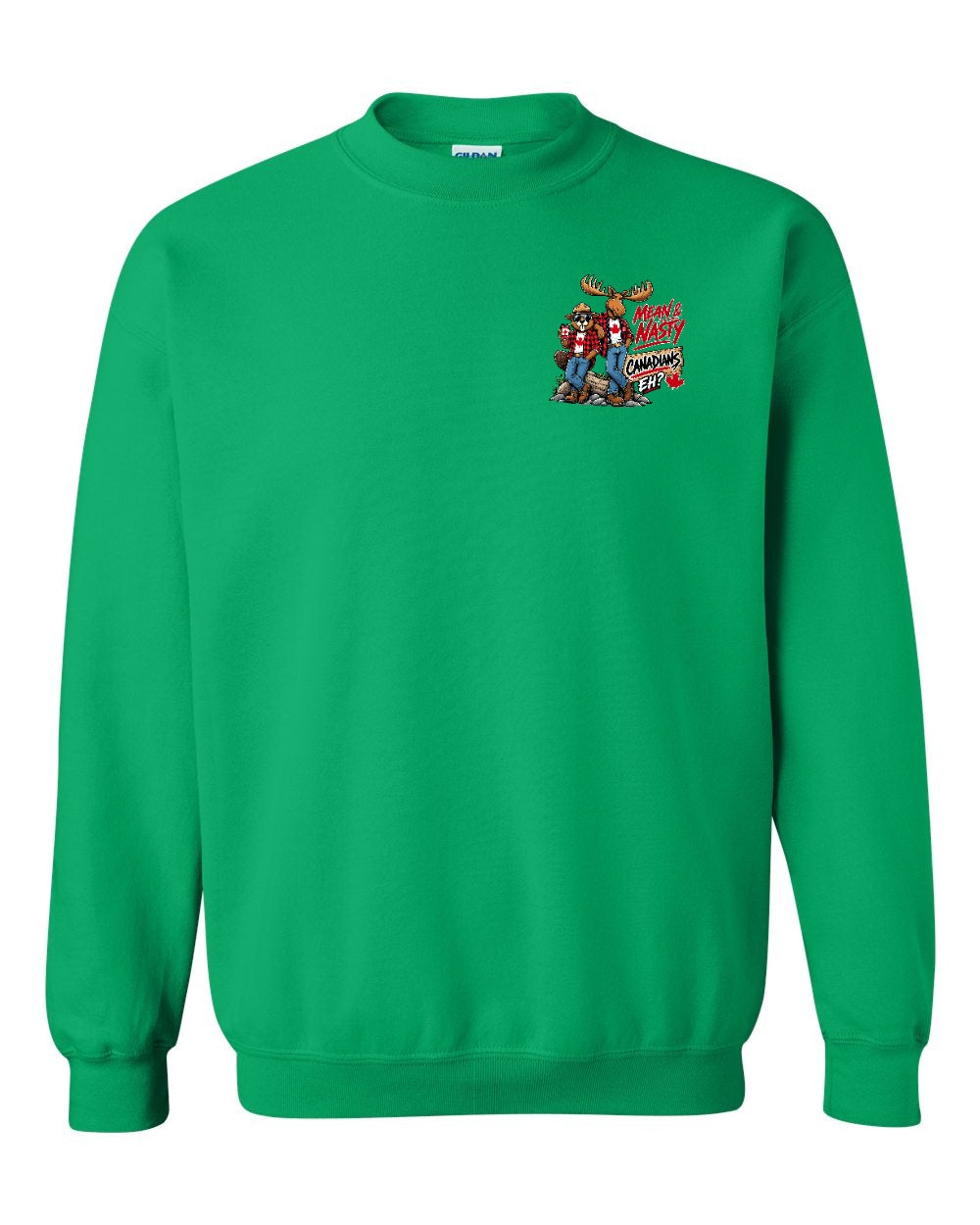 Mean and Nasty New Left Chest Crewneck Sweatshirt in Irish Green