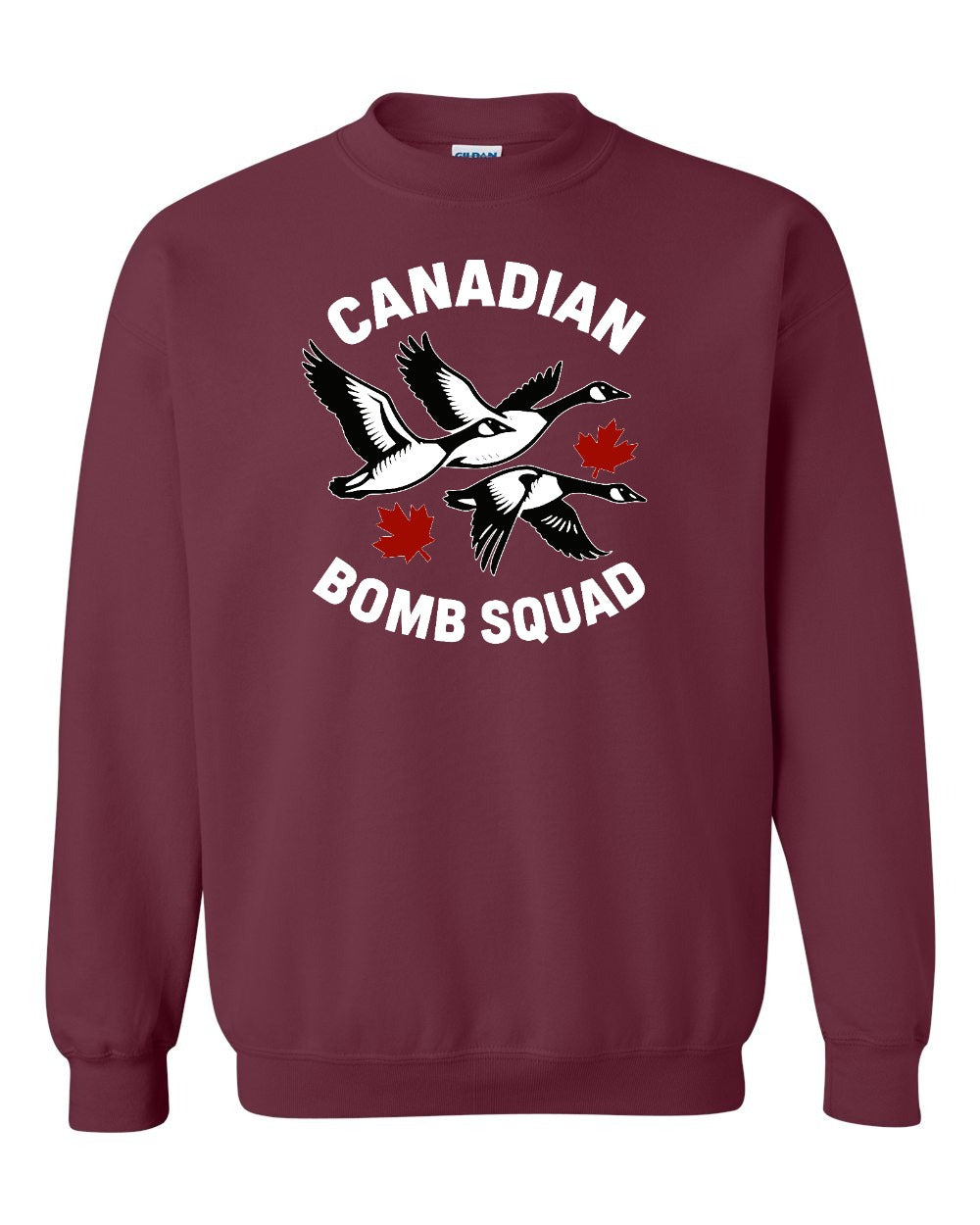 Canadian Bomb Squad Cropped Crewneck Sweatshirt in Maroon