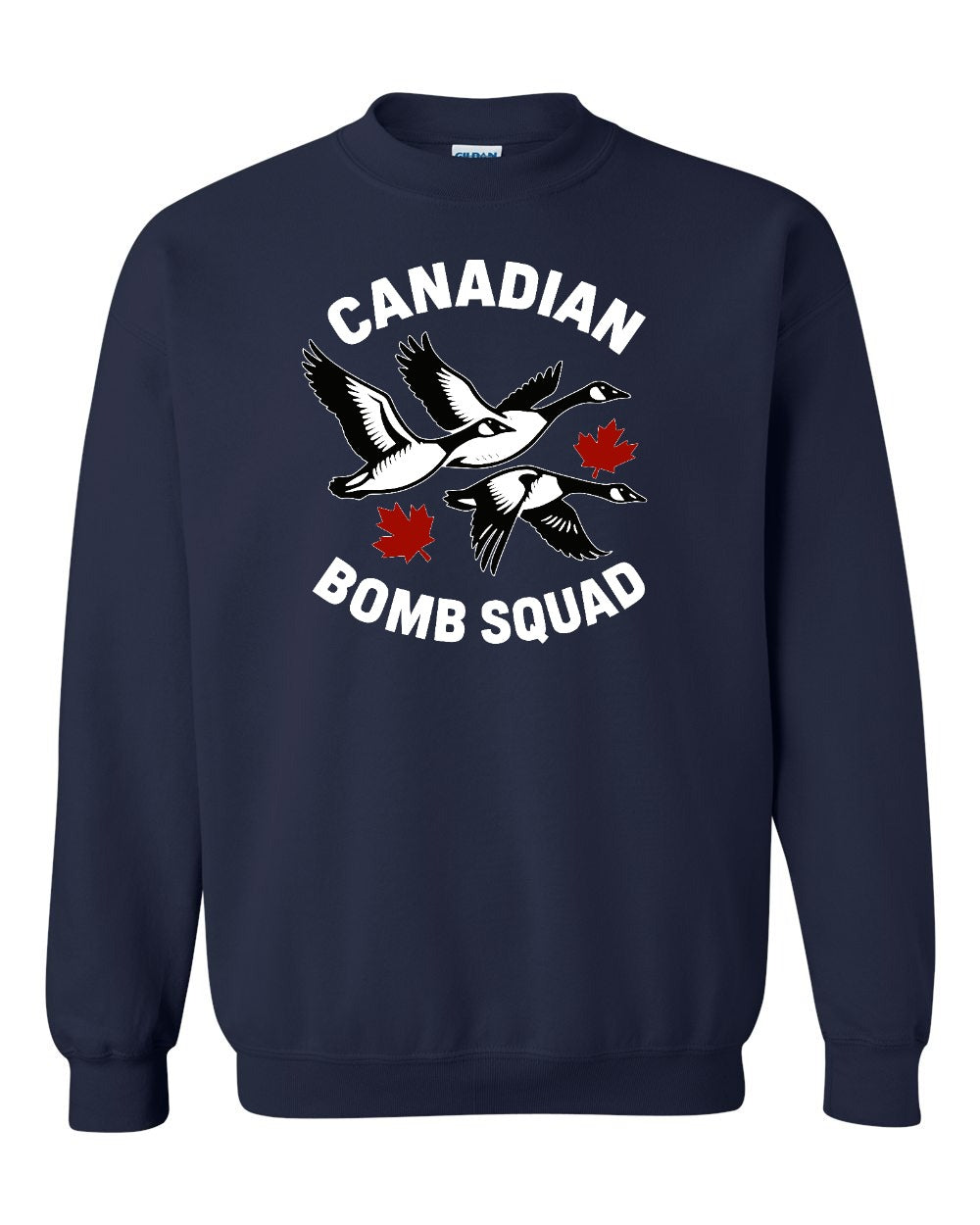 Canadian Bomb Squad Cropped Crewneck Sweatshirt in Navy