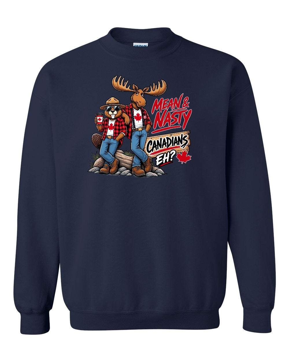 Mean and Nasty New Full Front Crewneck Sweatshirt in Navy