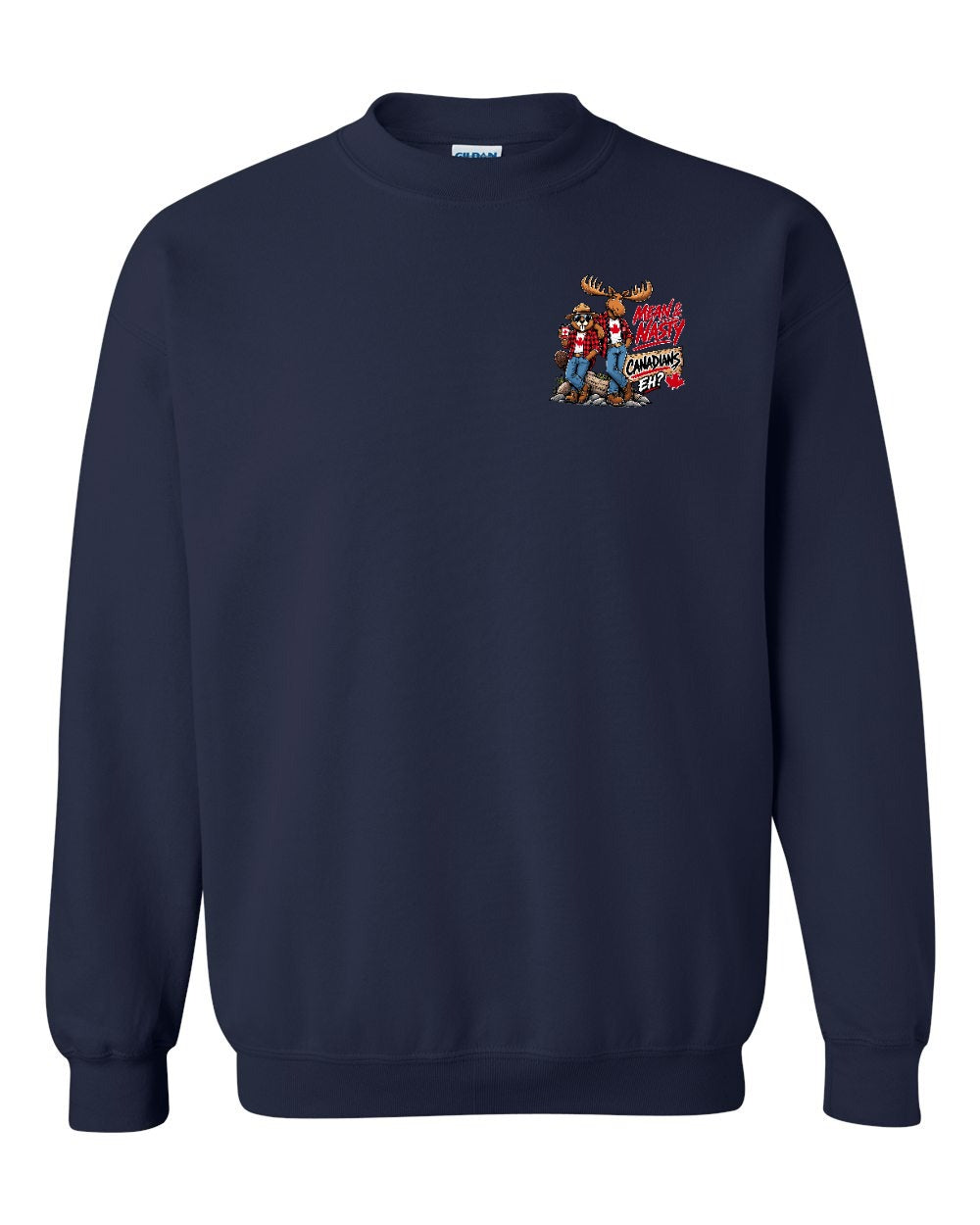 Mean and Nasty New Left Chest Crewneck Sweatshirt in Navy