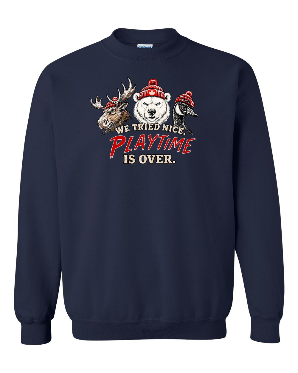 We Tried Nice New Full Front Crewneck Sweatshirt in Navy
