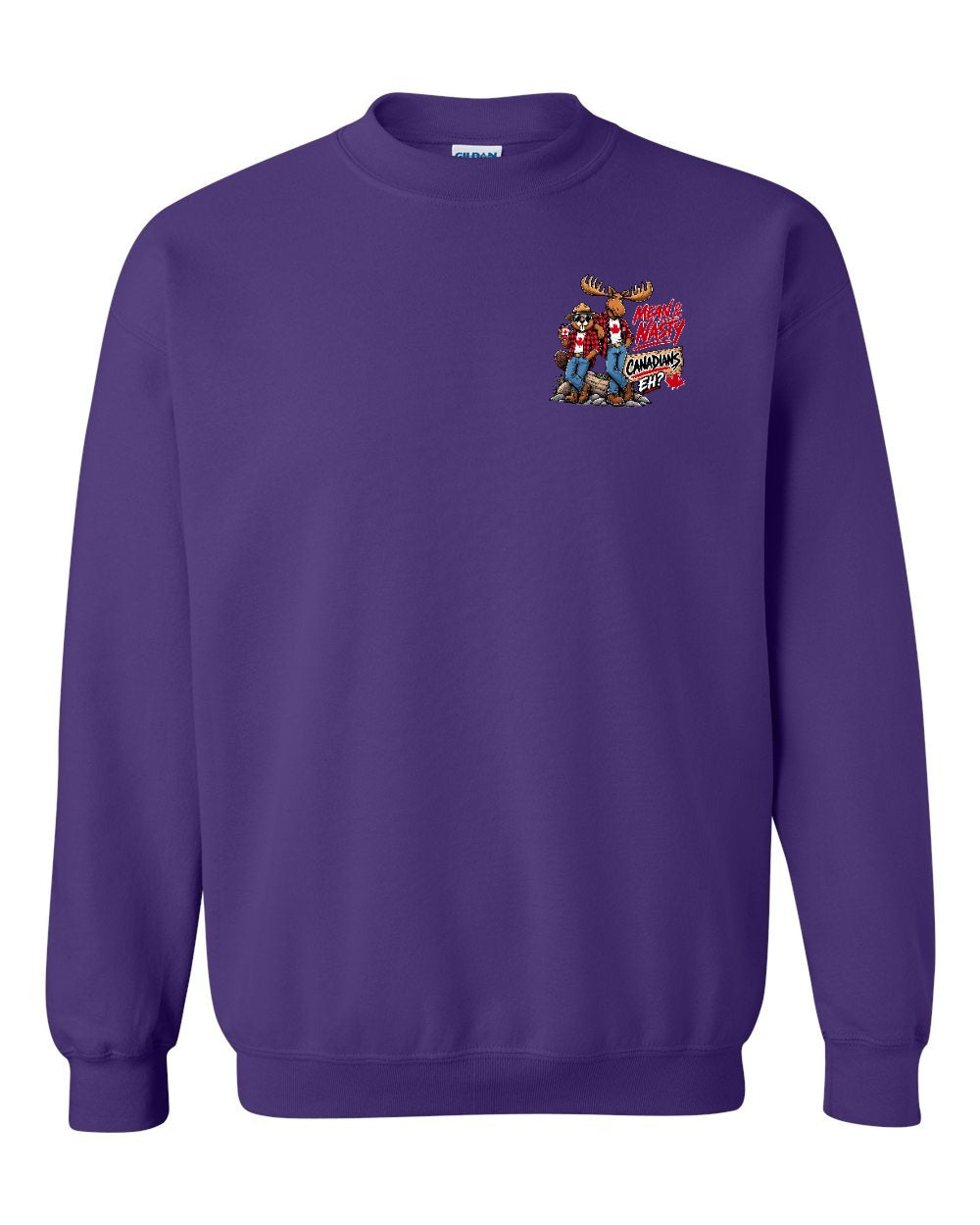 Mean and Nasty New Left Chest Crewneck Sweatshirt in Purple