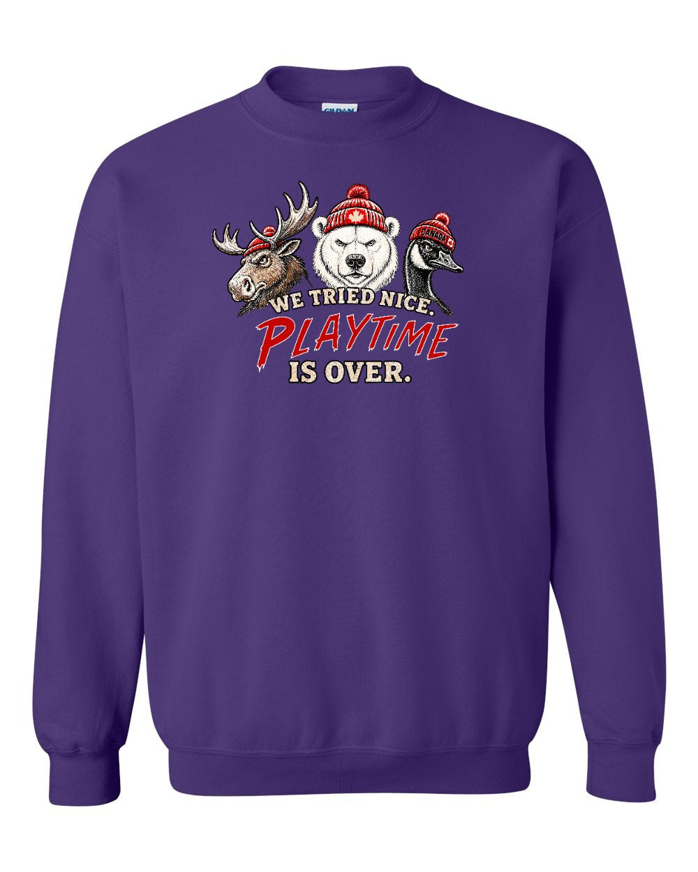 We Tried Nice New Full Front Crewneck Sweatshirt in Purple
