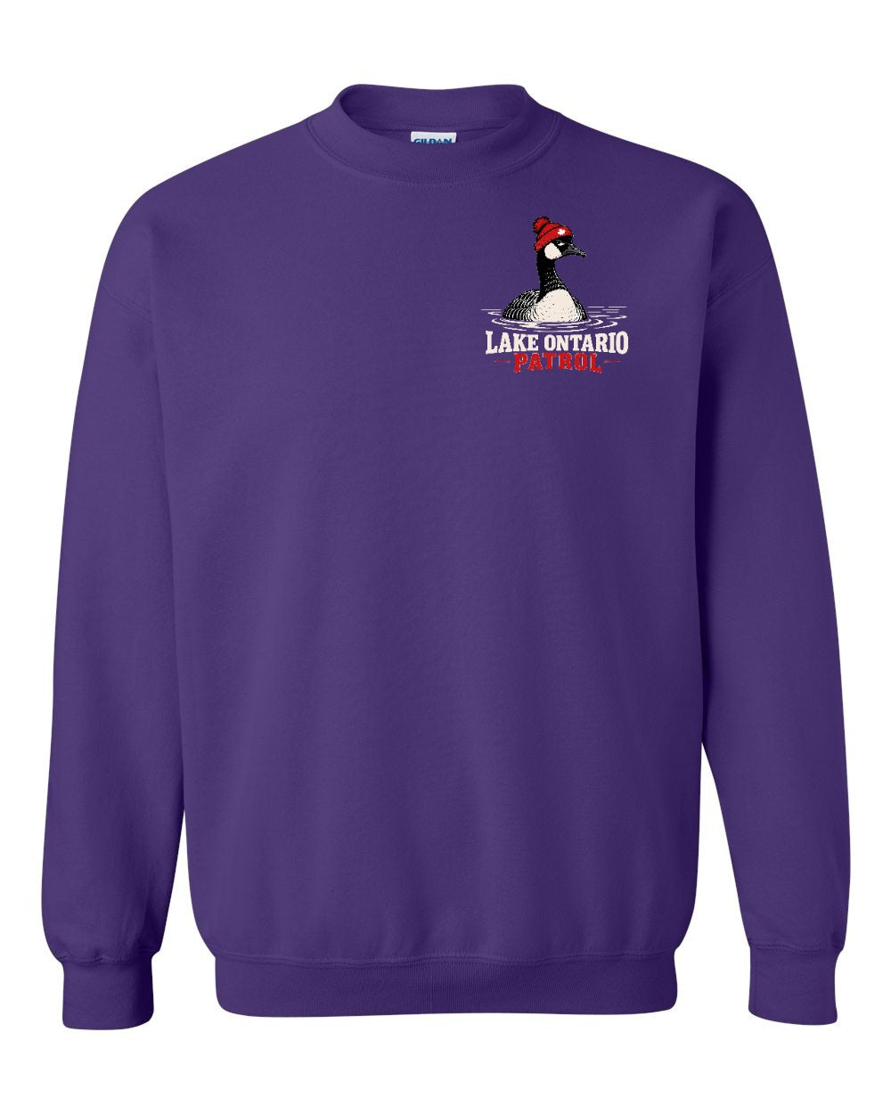 Lake Patrol Left Chest and Back Crewneck Sweatshirt in Purple