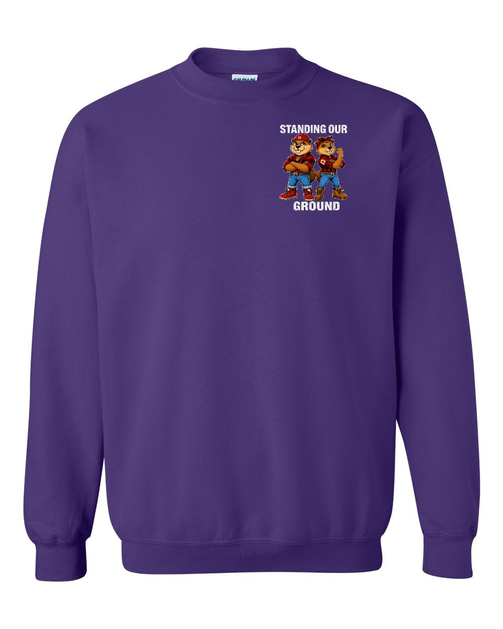 Standing Our Ground Left Chest Crewneck Sweatshirt in Purple