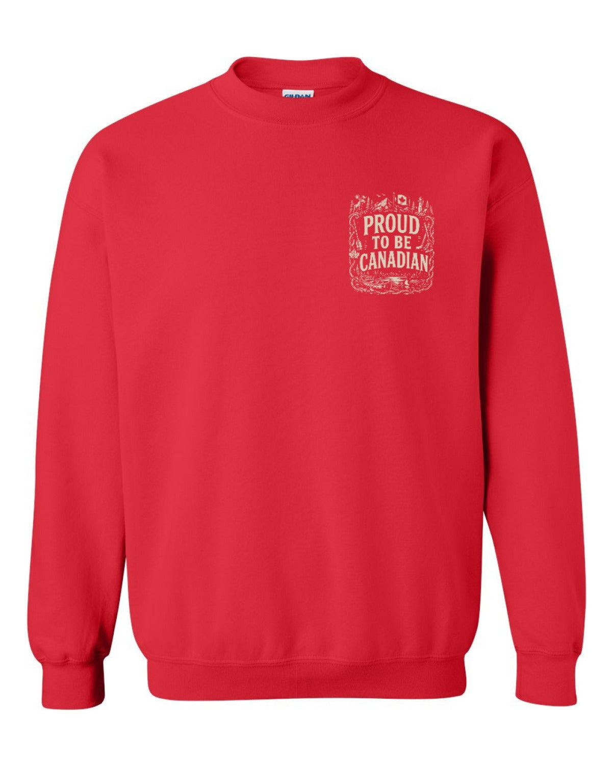 Proud To Be Canadian Folk Left Chest and Back  Crewneck Sweatshirt - Unisex