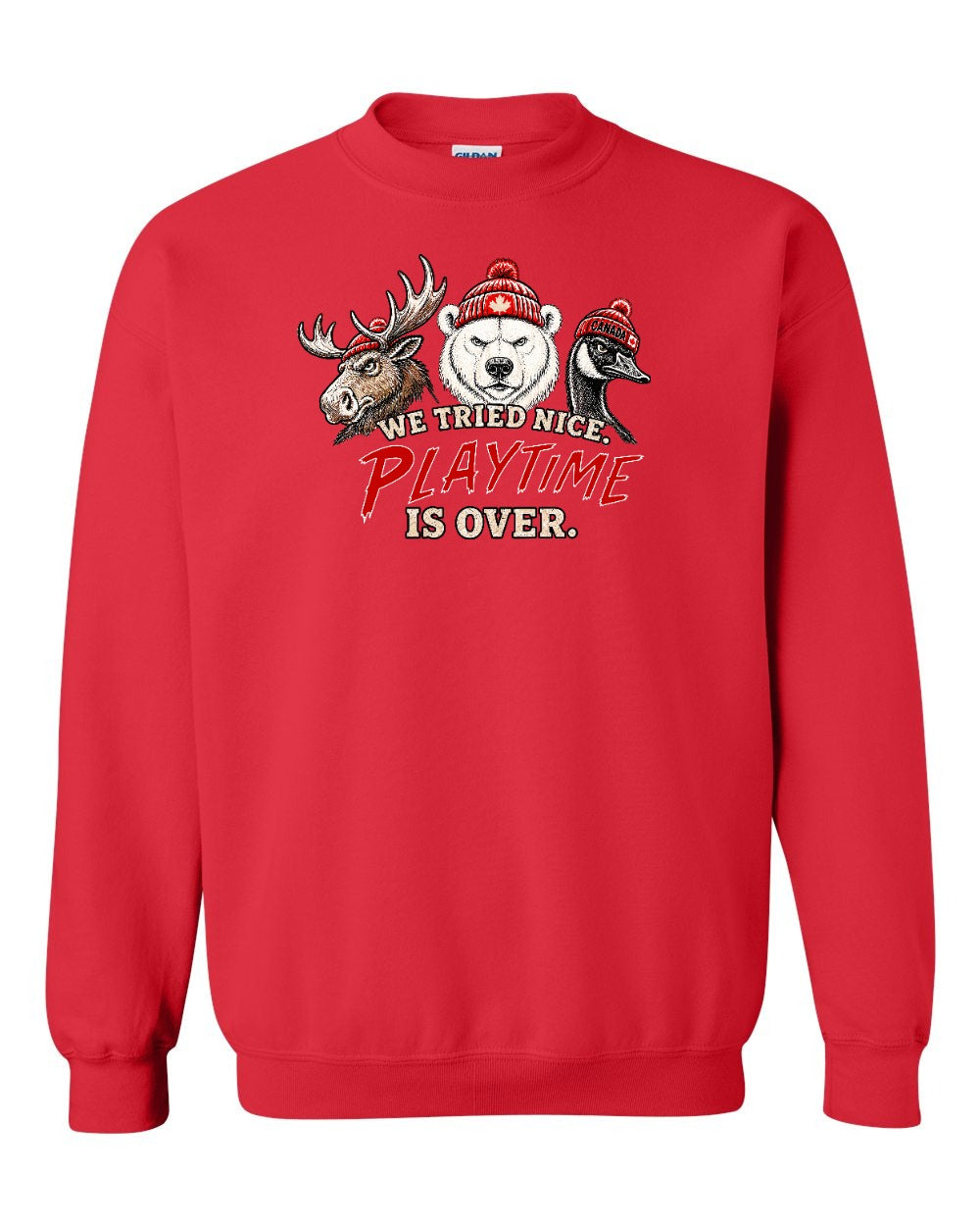 We Tried Nice New Full Front Crewneck Sweatshirt in Red