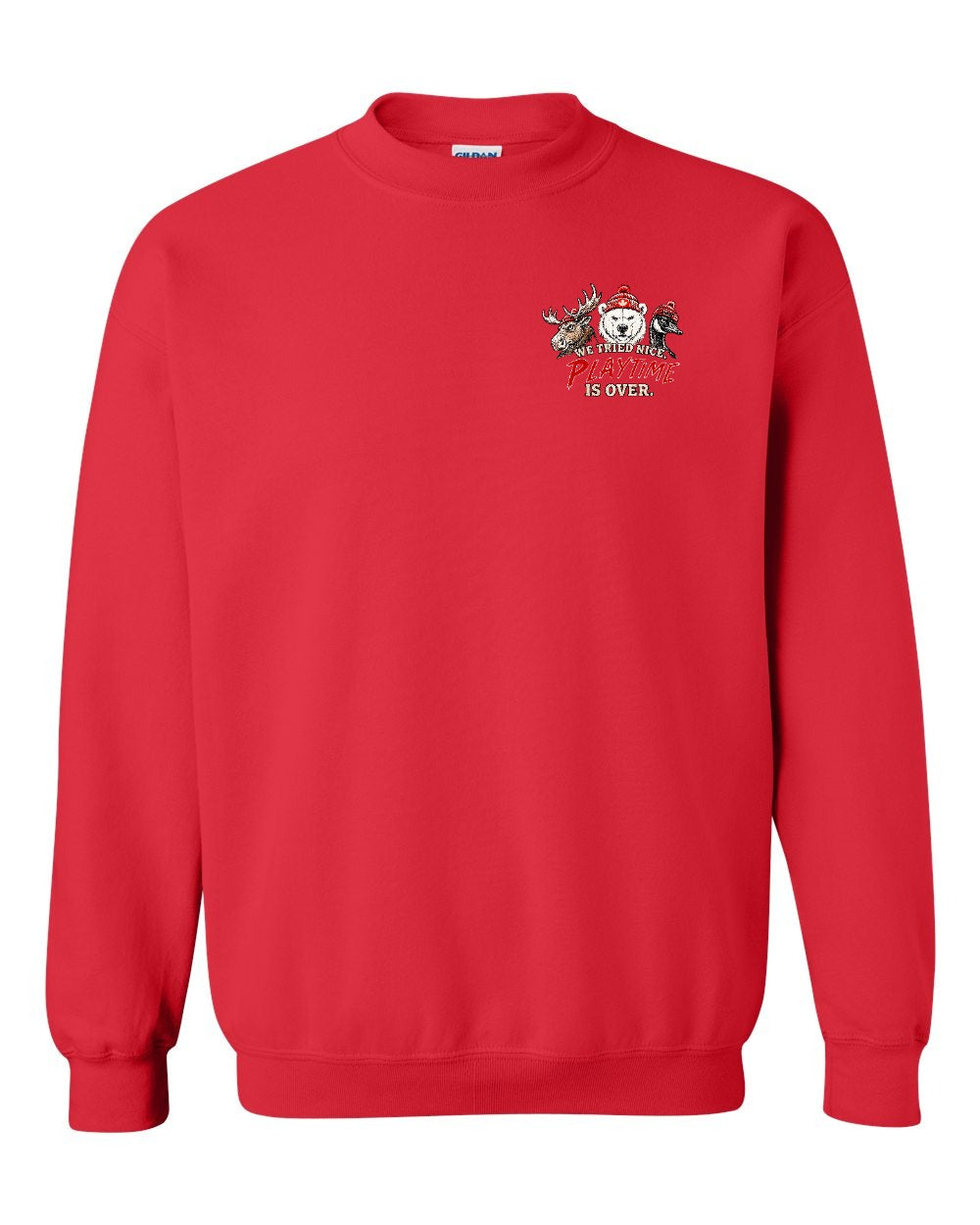 We Tried Nice New Left Chest and Back Crewneck Sweatshirt in Red