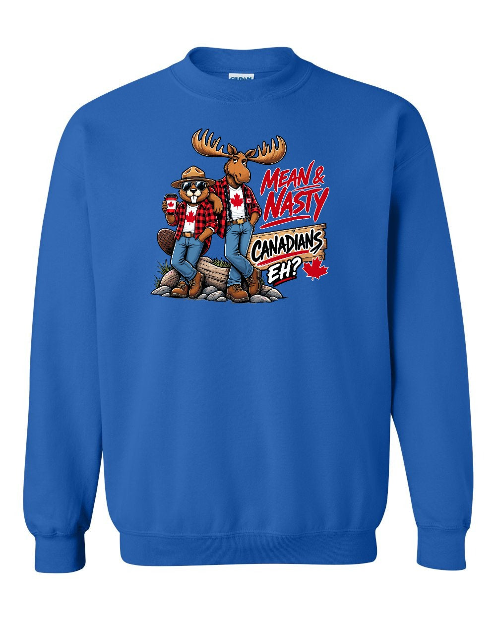 Mean and Nasty New Full Front Crewneck Sweatshirt in Royal