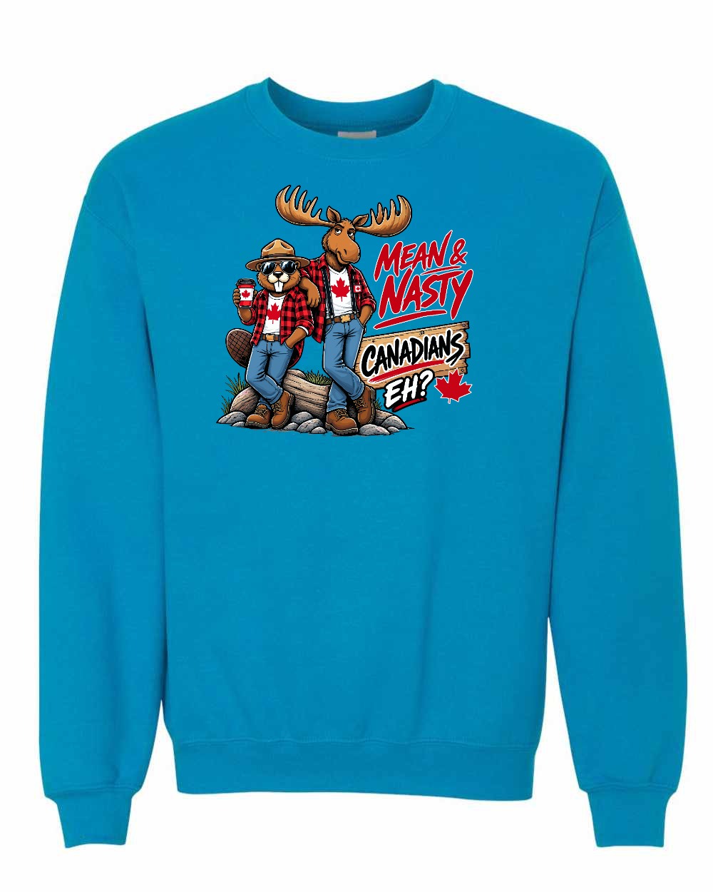 Mean and Nasty New Full Front Crewneck Sweatshirt in Sapphire