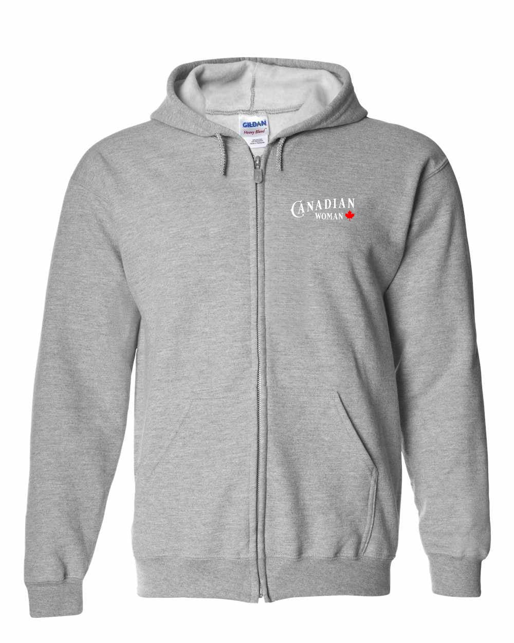 Canadian Woman Left Chest and Back Zip Hoodie - Gildan Canada (sewn Internationally)