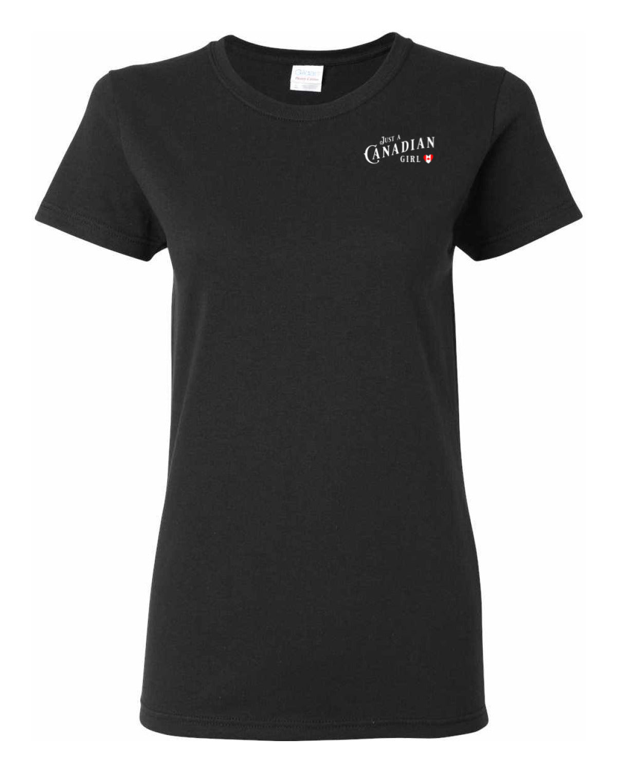 Just a Canadian Girl Heart Flag Left Chest and Back Women's Tee