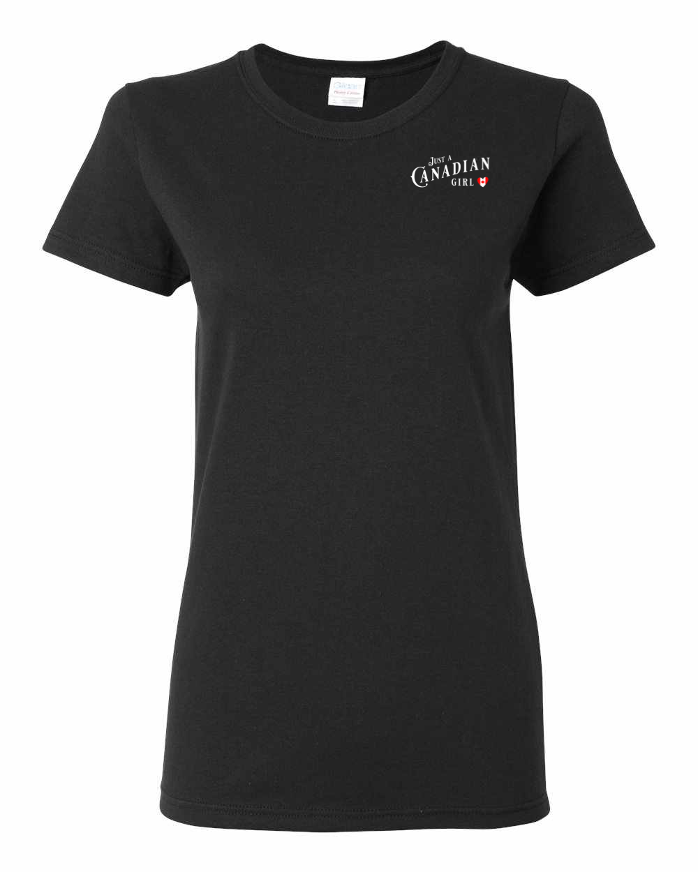 Just a Canadian Girl Heart Flag Left Chest and Back Women's Tee