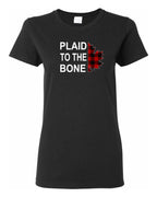 Plaid to the Bone Stacked White   Women's Tee