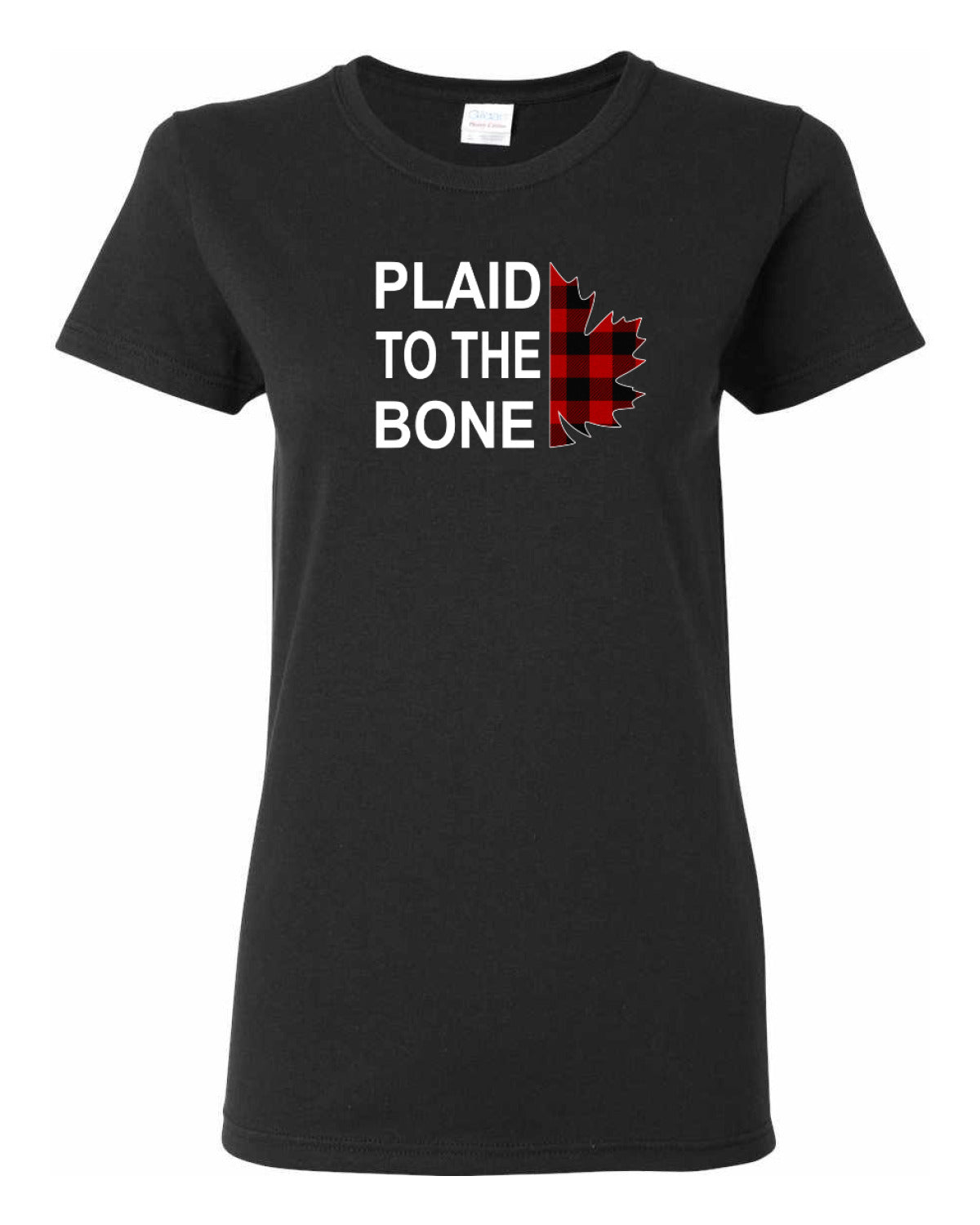Plaid to the Bone Stacked White   Women's Tee