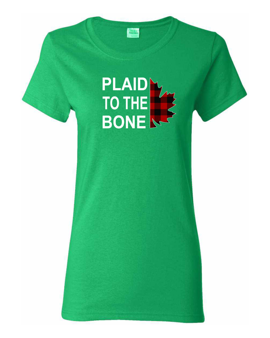 Plaid to the Bone Stacked White   Women's Tee