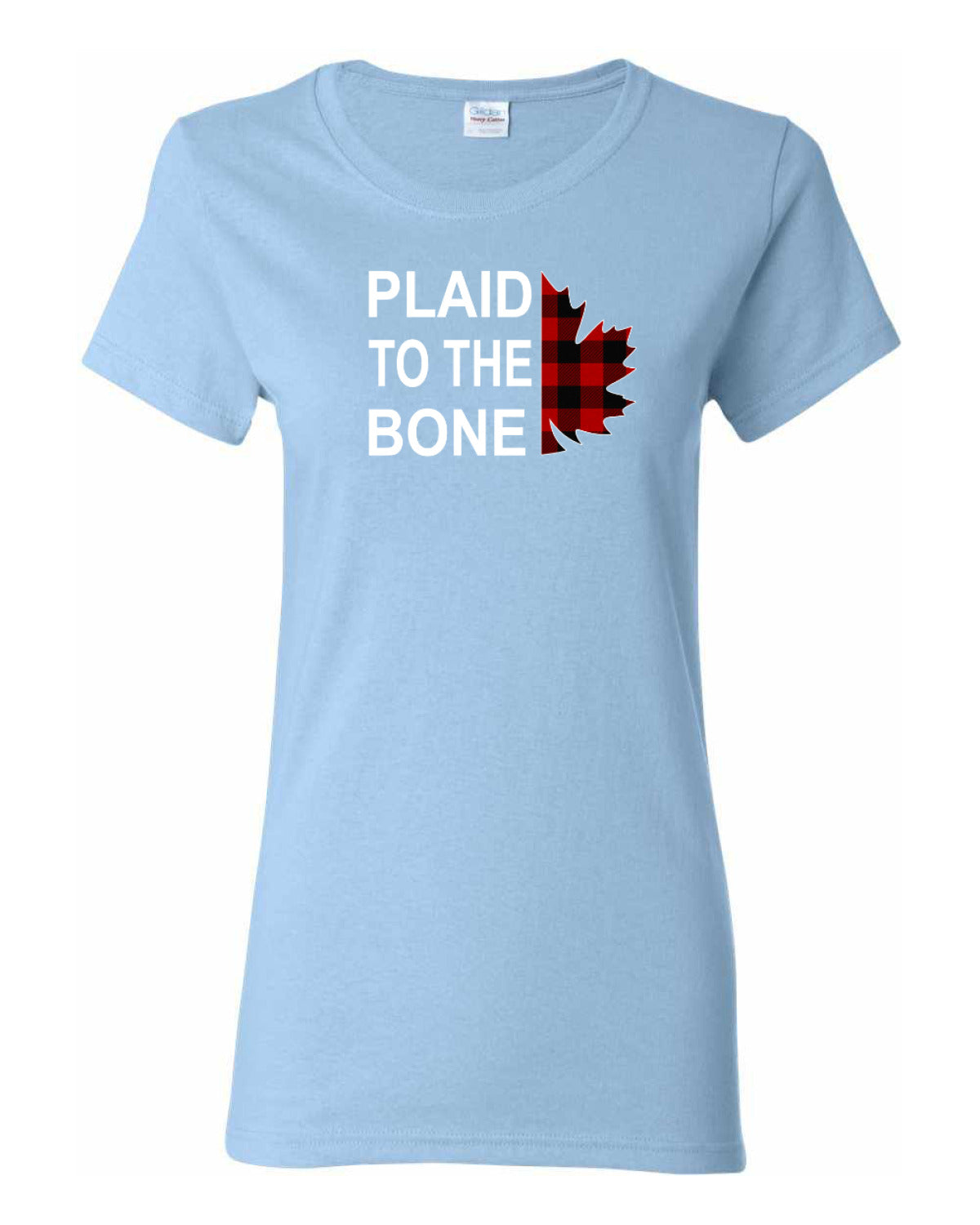 Plaid to the Bone Stacked White   Women's Tee