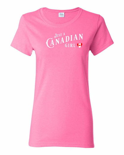 Canadian Girl Heart Flag Full Front Women's Tee - Gildan Canada (sewn Internationally)