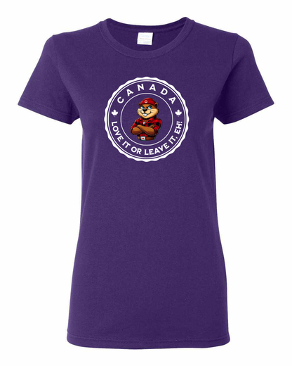 Canada Love it or Leave it Full Front Women's Tee - Gildan Canada (sewn Internationally)