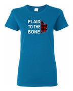 Plaid to the Bone Stacked White   Women's Tee