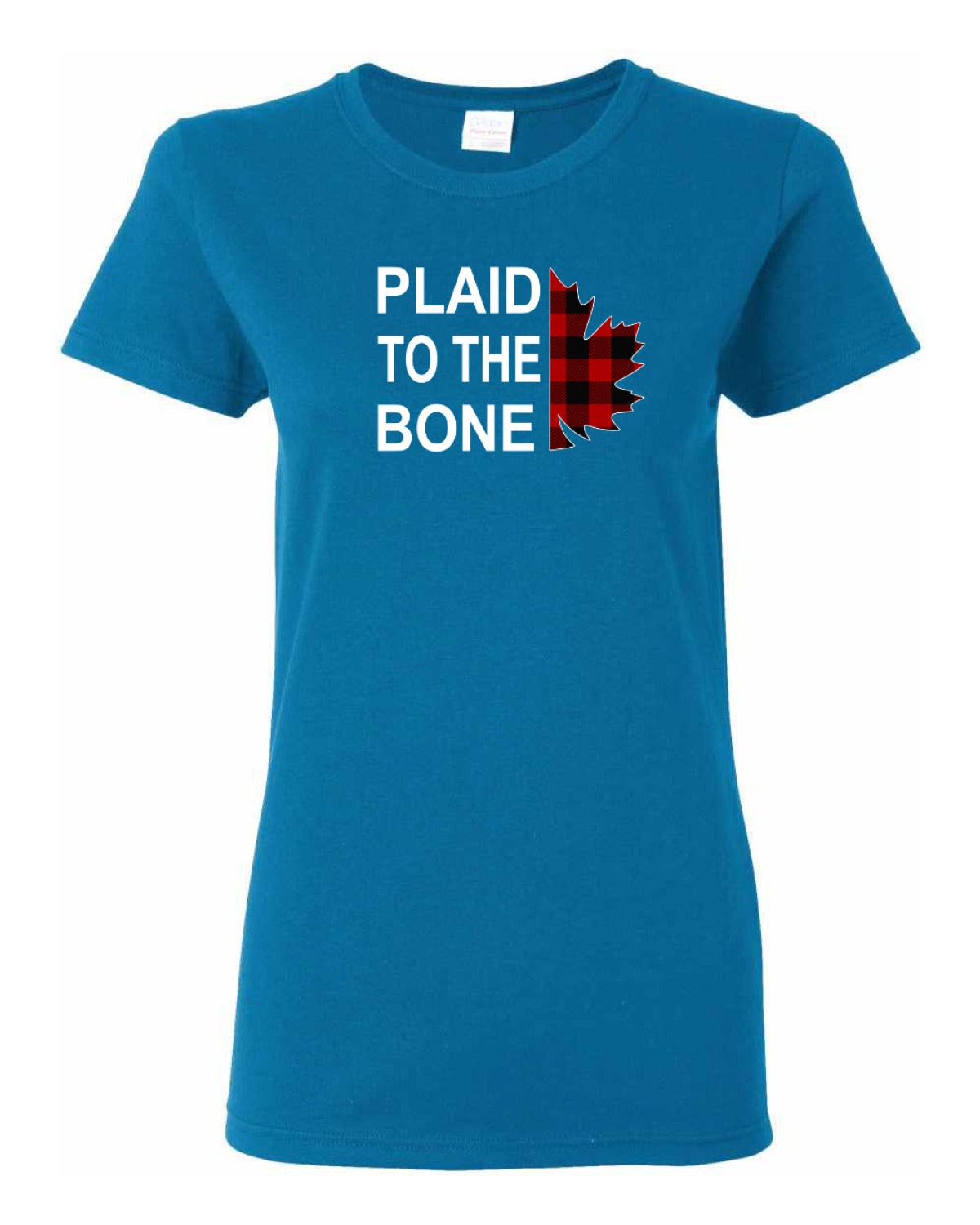 Plaid to the Bone Stacked White   Women's Tee