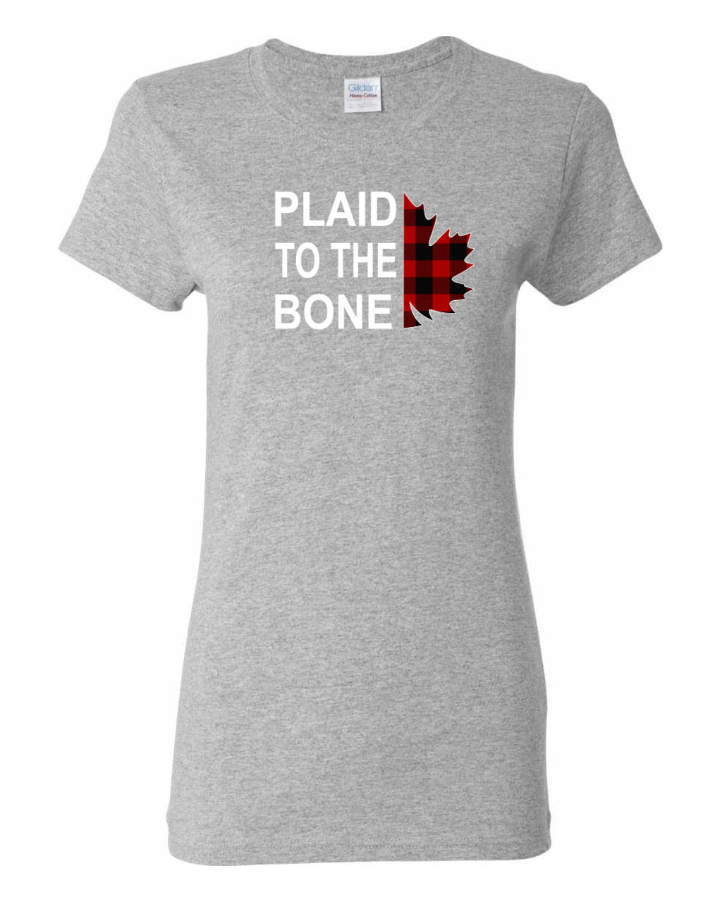 Plaid to the Bone Stacked White   Women's Tee