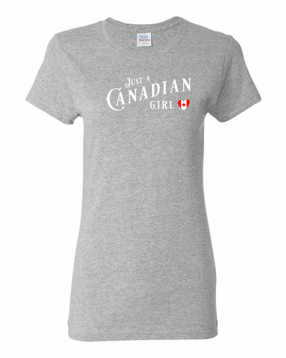 Canadian Girl Heart Flag Full Front Women's Tee - Gildan Canada (sewn Internationally)