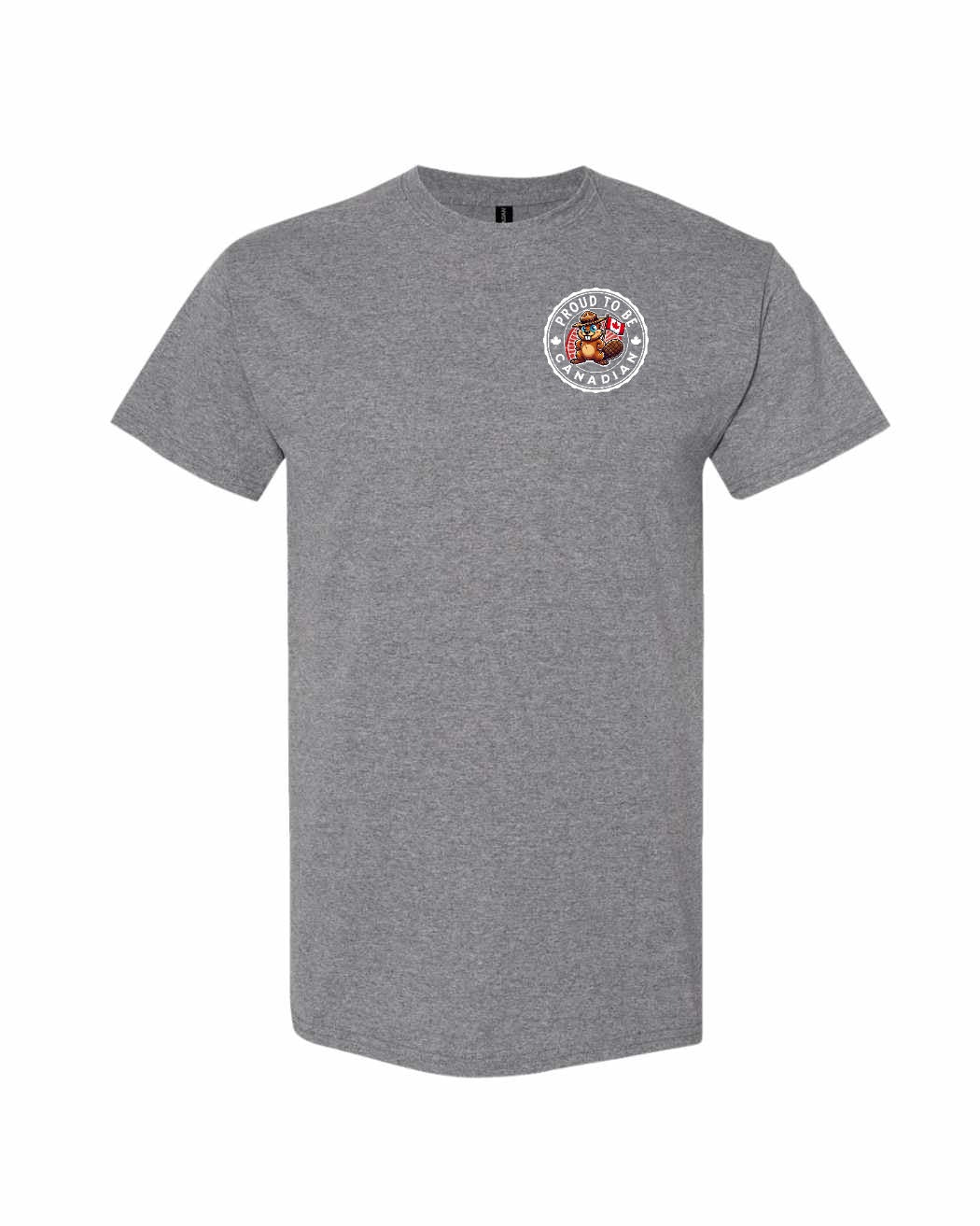 Proud to Be Canadian Beaver Left Chest & Back Men's Tee - Gildan Canada (sewn Internationally)