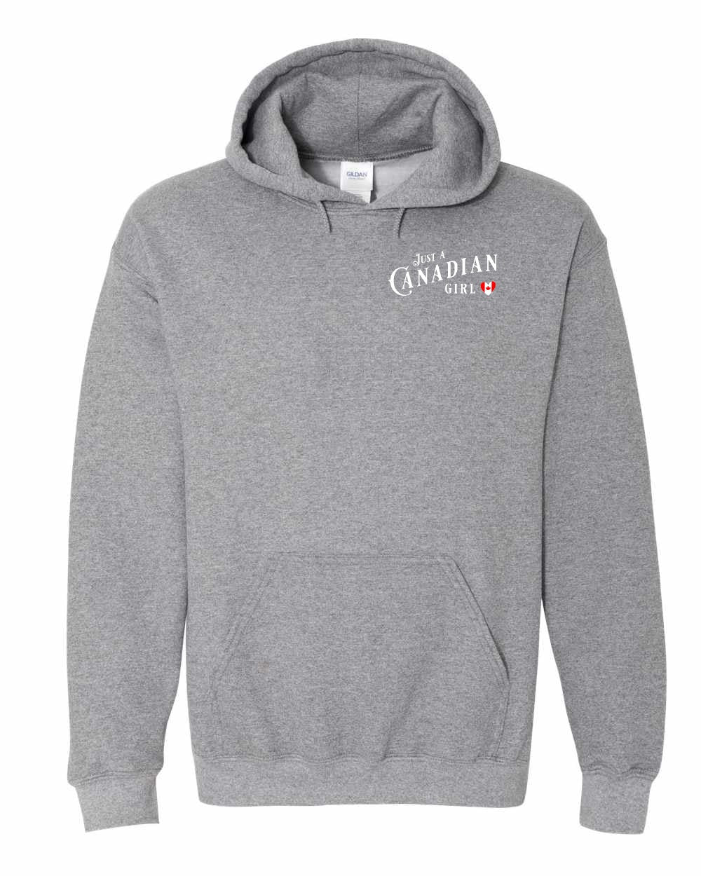 Just A Canadian Girl (Heart Flag Full) Left Chest and Back Pullover - Gildan Canada (sewn Internationally)