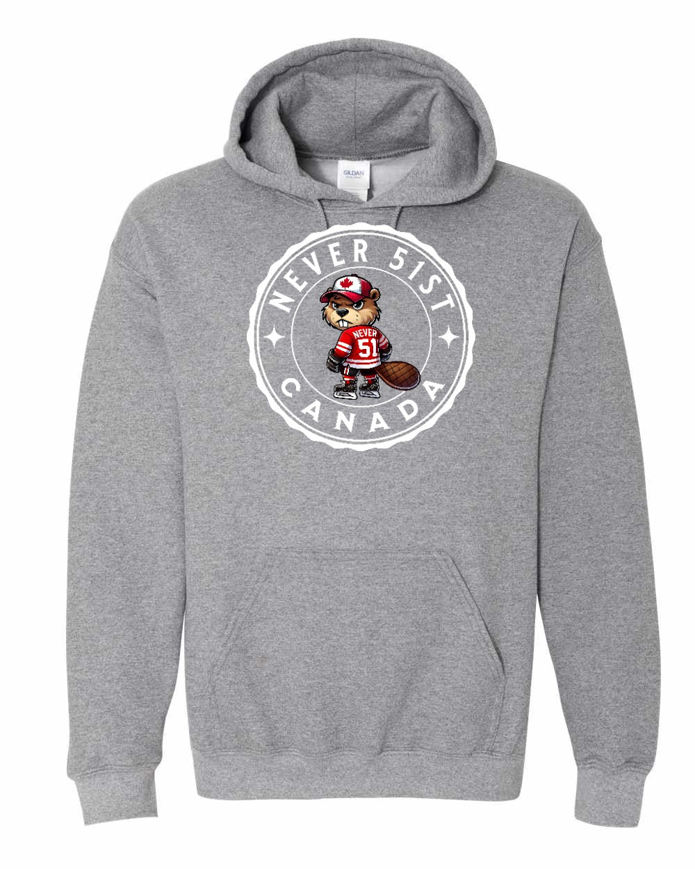Never 51st Beaver Full Pullover - Gildan Canada (sewn Internationally)
