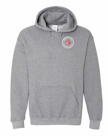 Proud to be Canadian leaf Left Chest and Back Pullover Hoodie
